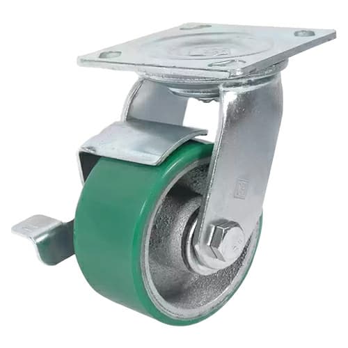 4" C-MHD Medium Duty Non-Marking Polyurethane/Iron Swivel Caster with Brake
