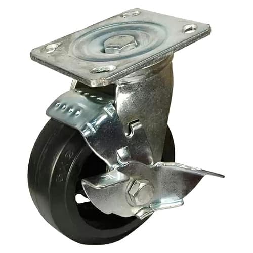 5" C-MHD Heavy Duty Mold-On Rubber Swivel Caster with Brake