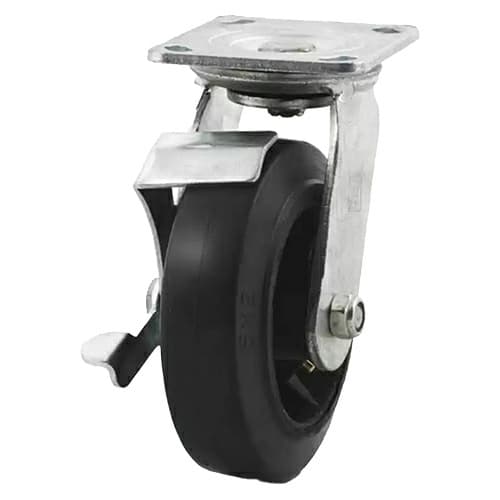 6" C-MHD Heavy Duty Mold-On Rubber Swivel Caster with Brake