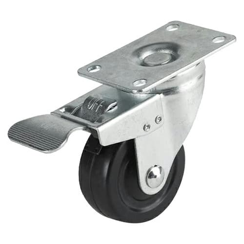 3" C-ML Light-Medium Duty Rubber Swivel Caster with Total Lock Brake