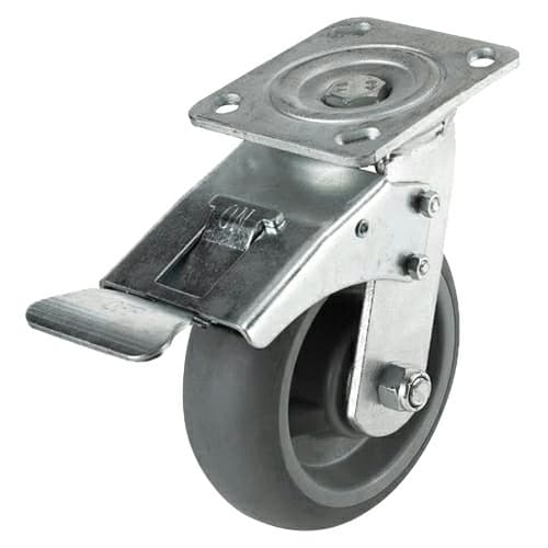 5" C-MML Heavy Duty Thermoplastic Rubber Swivel Caster with Total Lock Brake