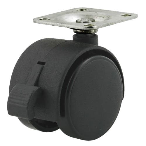 1-1/2" Light Duty Twin Wheel Nylon Swivel Caster with Brake