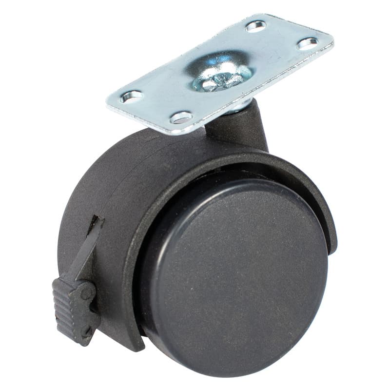 2" C-T Light Duty Twin Wheel Nylon Swivel Caster with Brake