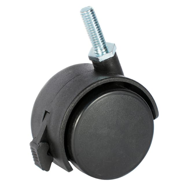 2" Light Duty Twin Wheel Threaded Stem Nylon Swivel Caster with Brake
