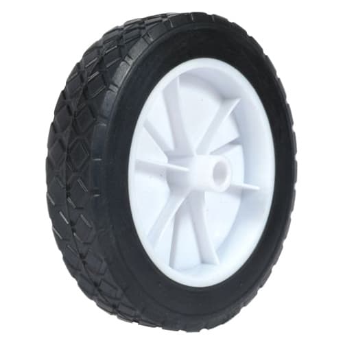 7" W-PH Flat Free Knobby Black Rubber Wheel with 1/2" Offset Hub