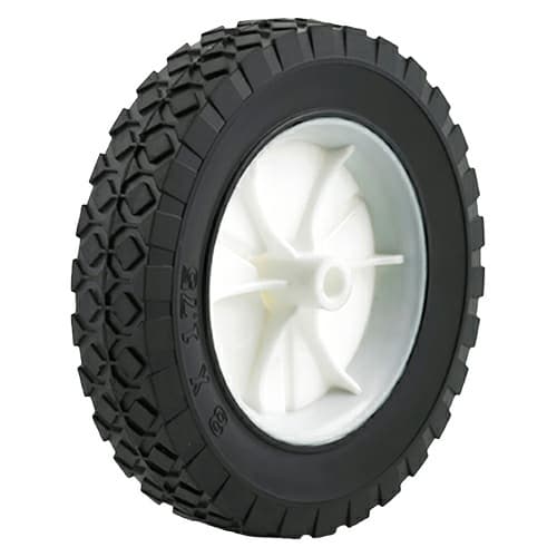 8" W-PH Flat Free Knobby Black Rubber Wheel with 1/2" Offset Hub