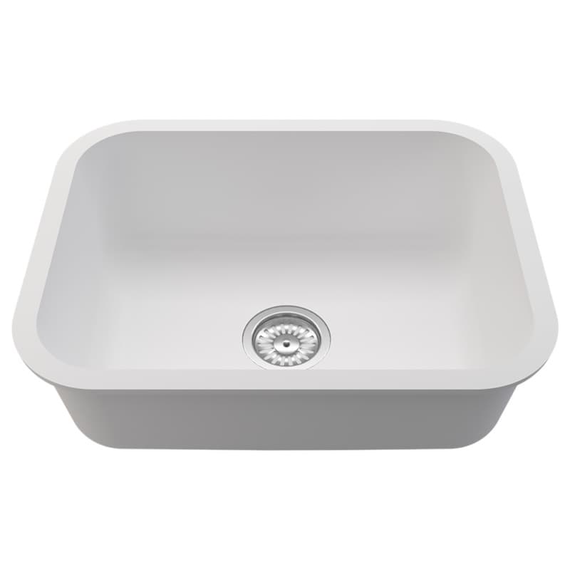 Acrylic Undermount Single Bowl Kitchen Sink, 22-11/16" x 17-1/2" x 7-7/8", Arctic White