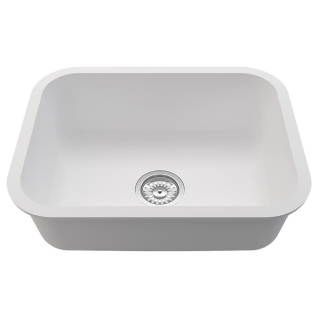 Acrylic Undermount Single Bowl Kitchen Sink, 22-11/16" x 17-1/2" x 7-7/8", Arctic White