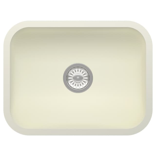 Acrylic Undermount Single Bowl Kitchen Sink, 22-11/16" x 17-1/2" x 7-7/8", Natural White