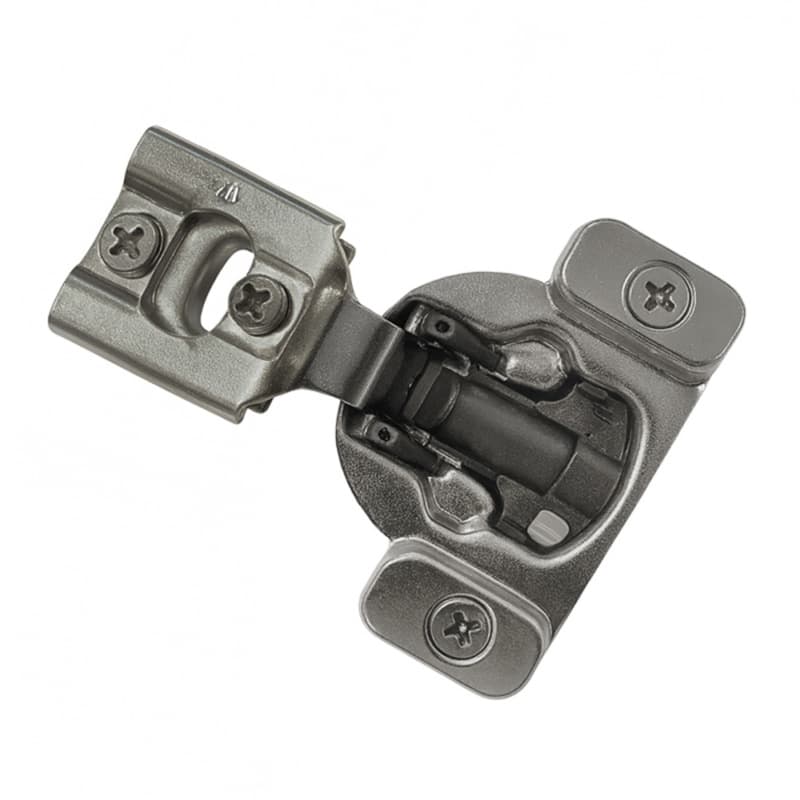 H8 105° Opening Wrap-Around Face Frame Hinge, 45mm Boring Pattern, Soft-Closing, 1/2" Overlay, Dowelled