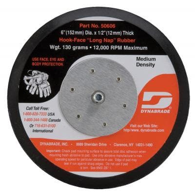 6" Hook and Loop Long Nap Non-Vacuum Disc Backing Pad, No Holes
