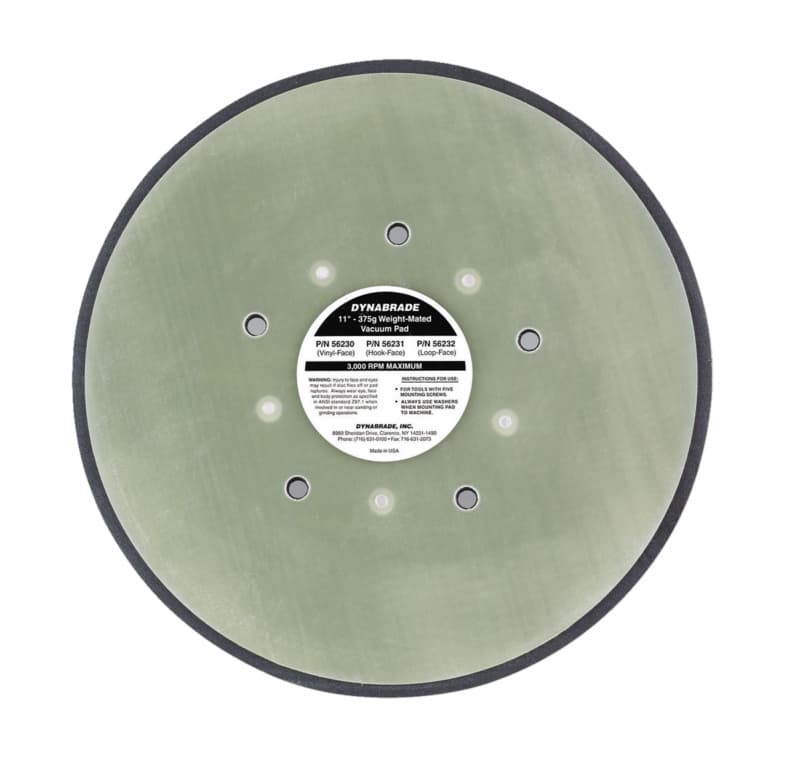 11" Hook and Loop Short Nap Non-Vacuum Disc Backing Pad, 5 Holes