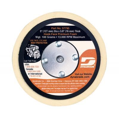 5" Hook and Loop Short Nap Non-Vacuum Disc Radius Pad, No Holes, Soft