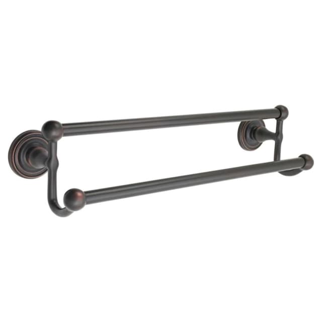 18" Traditional Arts/Crafts Rectangular Rosette Double Towel Bar, Flat Black