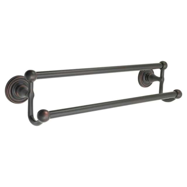18" Traditional Small Regular Rosette Double Towel Bar, Polished Nickel
