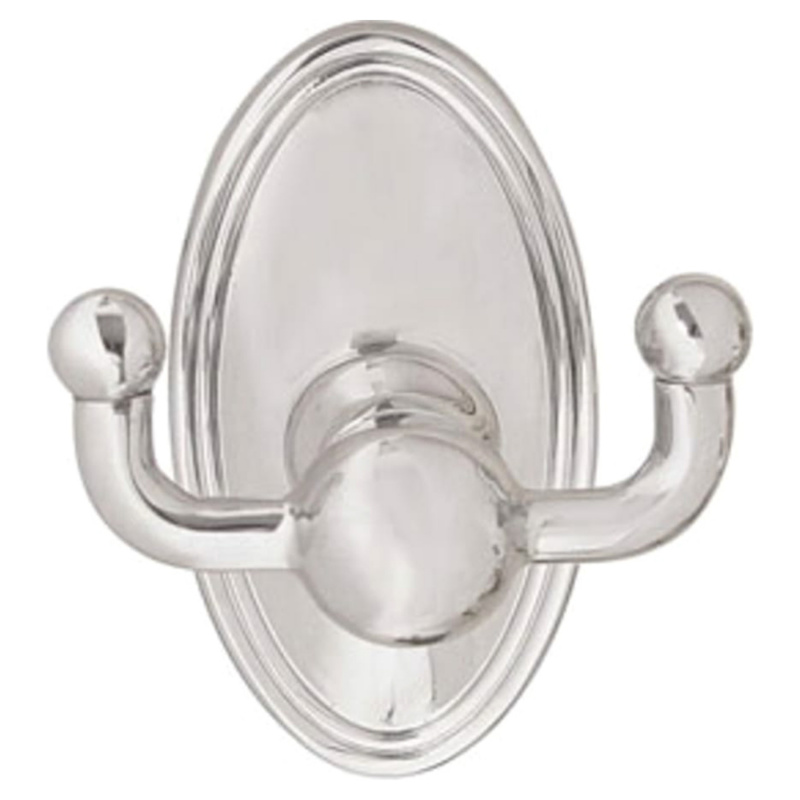 2-1/2" Traditional Square Rosette Double Hook, Polished Chrome