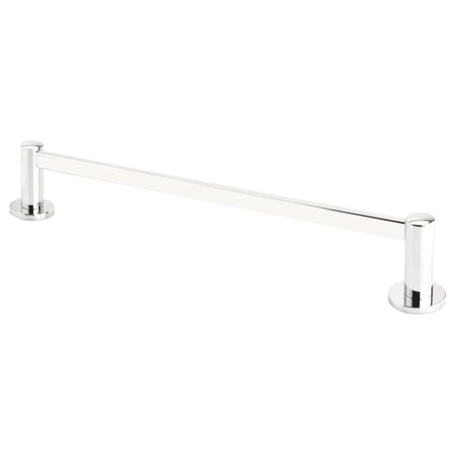 18" Modern Regular Rosette Towel Bar, Satin Nickel
