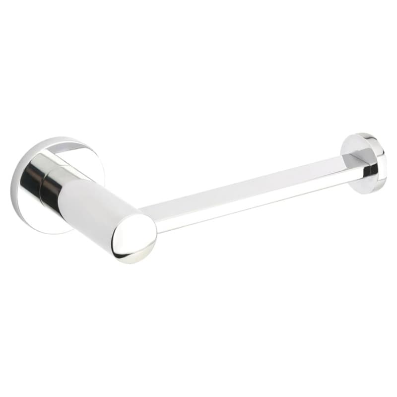 6-3/8" Modern #8 Rosette Brass Bar Paper Holder, Satin Nickel