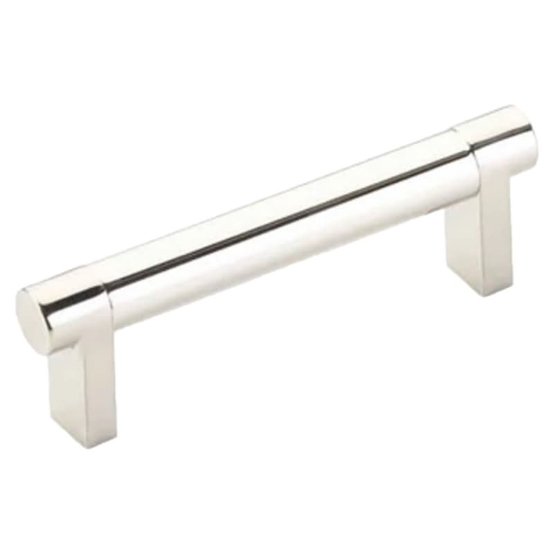 3-1/2" Select Rectangular Stem Smooth Cabinet Pull, Satin Nickel/Polished Nickel