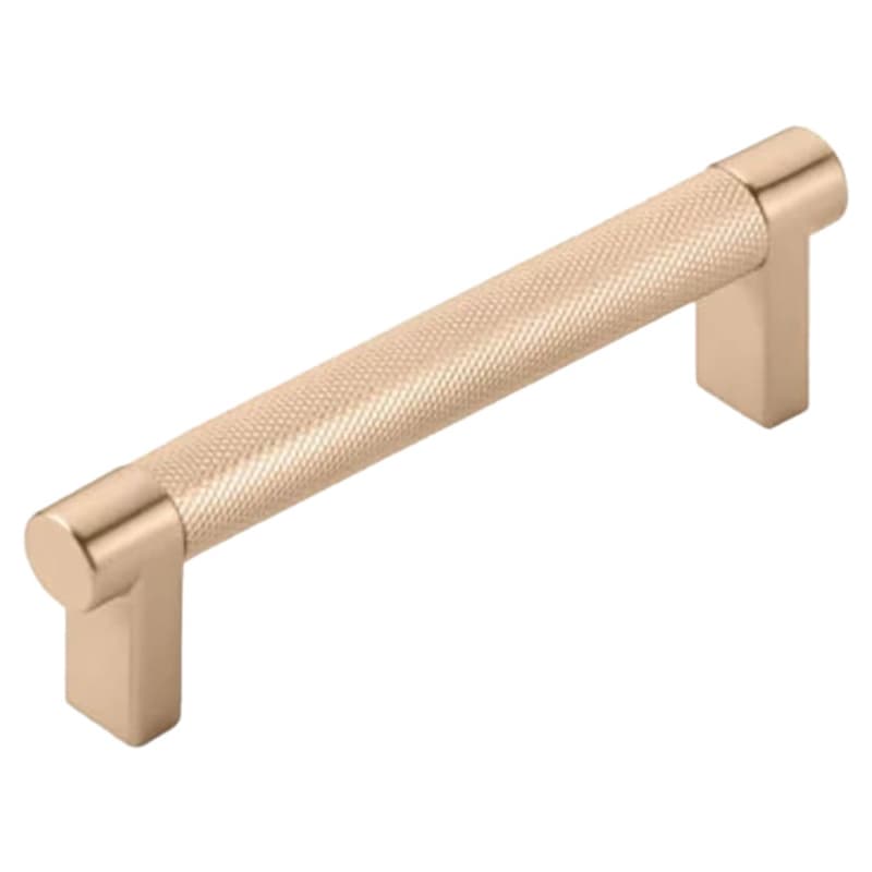 4" Select Rectangular Stem Knurled Cabinet Pull, Satin Copper/Satin Copper