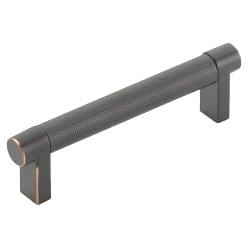 4" Select Rectangular Stem Knurled Cabinet Pull, Oil Rubbed Bronze/Satin Copper