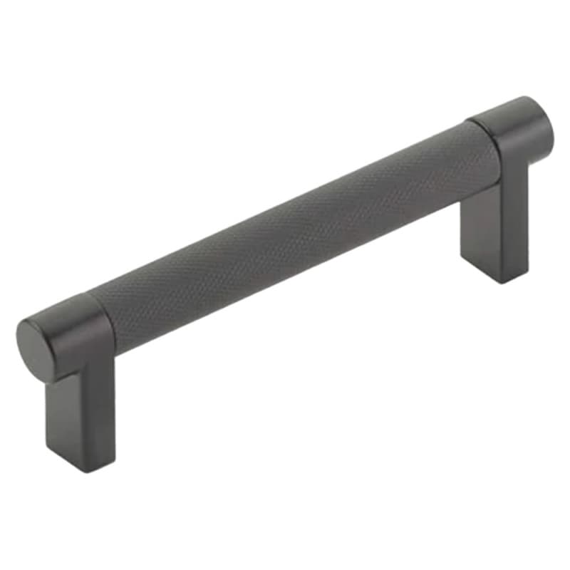 4" Select Rectangular Stem Knurled Cabinet Pull, Flat Black/Satin Copper