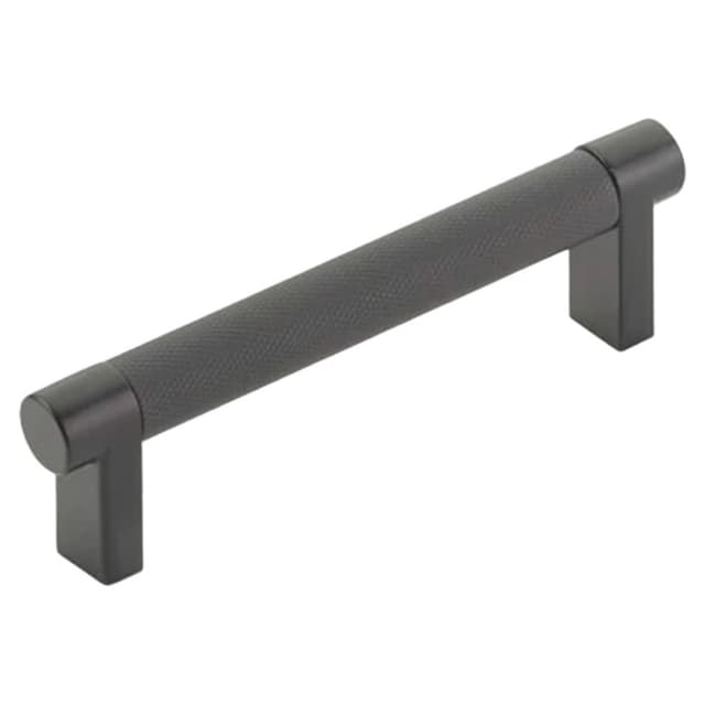 4" Select Rectangular Stem Knurled Cabinet Pull, Flat Black/Satin Copper
