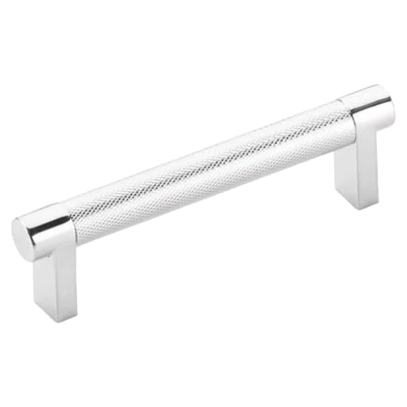 4" Select Rectangular Stem Knurled Cabinet Pull, Polished Chrome/Satin Copper
