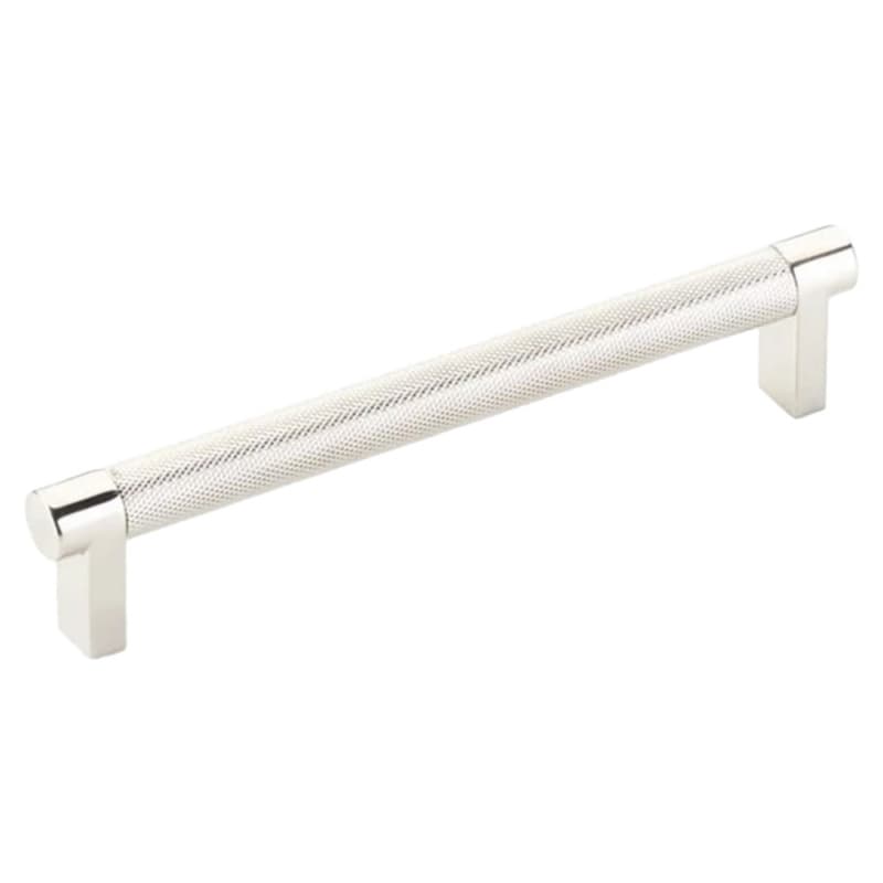 6" Select Rectangular Stem Knurled Cabinet Pull, Polished Nickel/Satin Copper