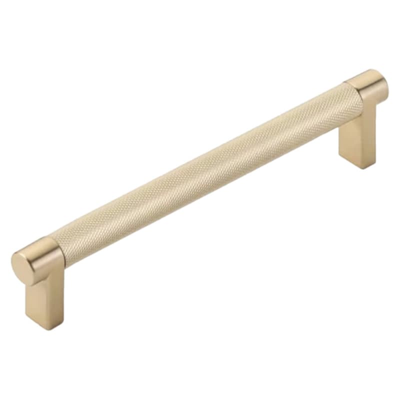 6" Select Rectangular Stem Knurled Cabinet Pull, Satin Brass/Satin Copper