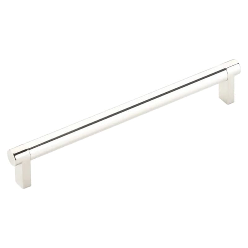 8" Select Rectangular Stem Smooth Cabinet Pull, Polished Nickel/Polished Nickel