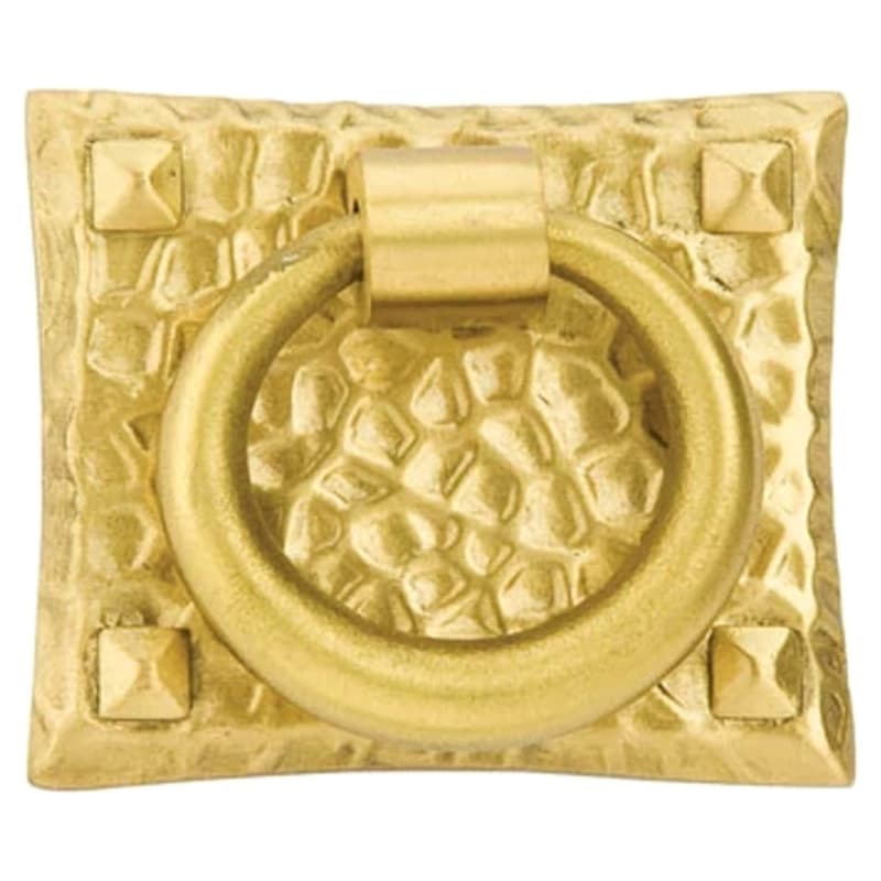 1-3/4" x 1-1/2" Hammered Small Ring Cabinet Pull, Unlacquered Brass