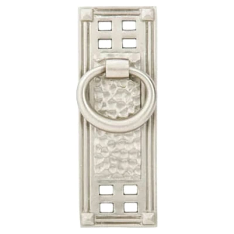 1-1/2" 1-1/2" Hammered Vertical Ring Cabinet Pull, Unlacquered Brass