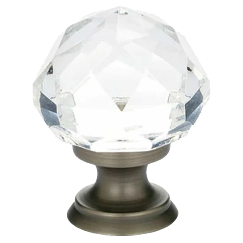 1-3/4" Diamond Glass Wardrobe Cabinet Knob, Pewter