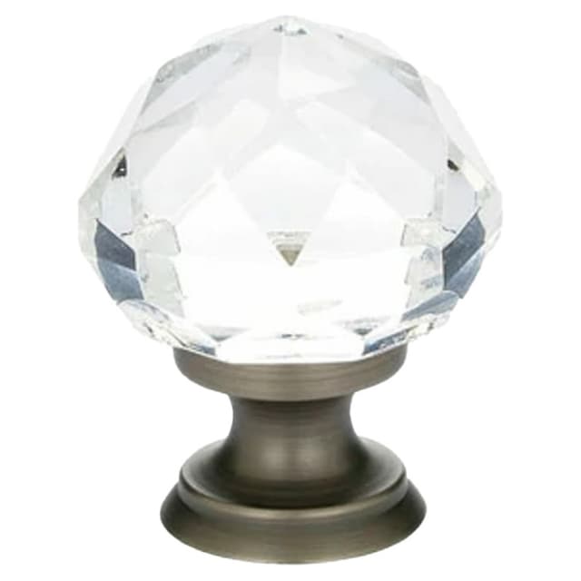1-3/4" Diamond Glass Wardrobe Cabinet Knob, Pewter