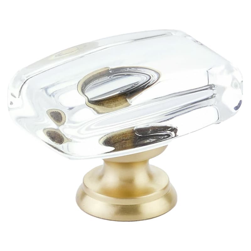 1-5/8" x 1-1/8" Windsor Glass Cabinet Knob, Satin Brass