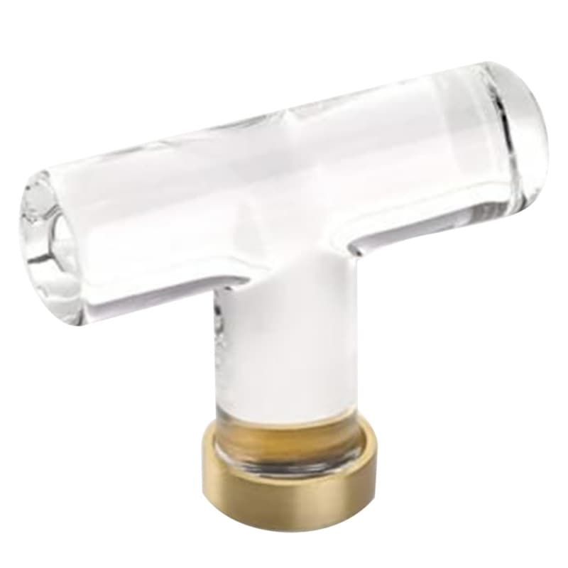 2-1/8" Modern Glass Cabinet T-Knob, Satin Brass