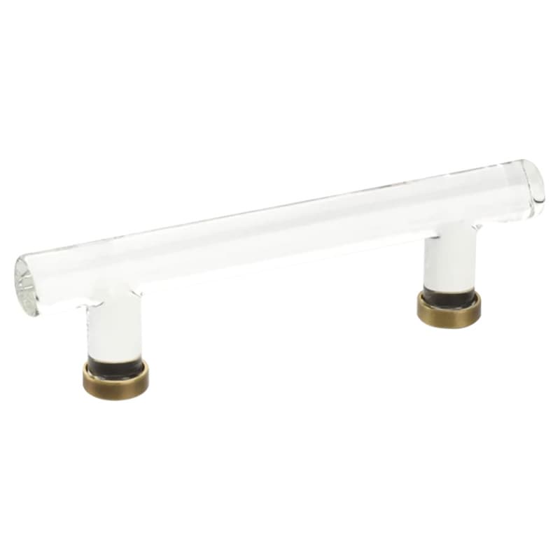 4" Modern Glass Bar Cabinet Pull, French Antique