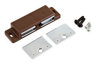 1015 Double Magnetic Catch with Strike Plate/Screws, Brown Polybag