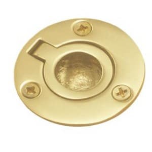 1" Round Flush Ring Pull, Polished Brass