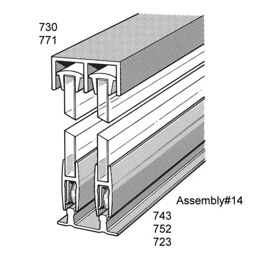 1/4" x 36" Glass Door Assembly, Satin Clear Anodized Finish