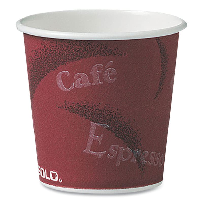 Solo Bistro Single Sided Poly Paper Hot Cup, 4 oz (1000/Box)