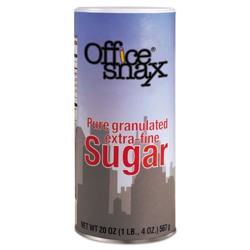 Office Snax Reclosable Canister Sugar, 20 oz Can (24/Box)