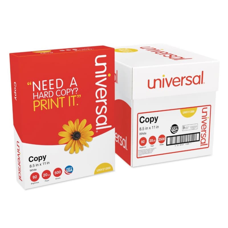 Universal Copy Paper, White, 8-1/2" x 11" (5 Ream/Box)