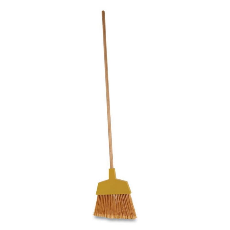 Boardwalk 53" Angler Broom with Wood Handle, Yellow
