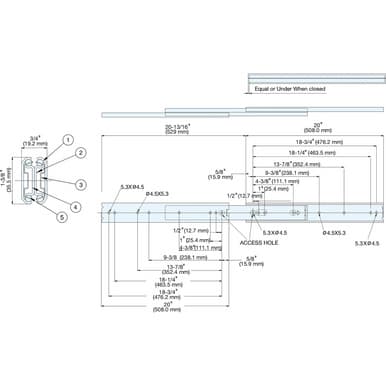 ESR-6 20" Stainless Steel Drawer Slide