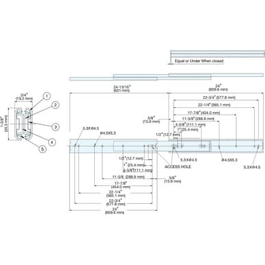 ESR-6 24" Stainless Steel Drawer Slide