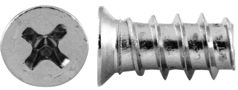 #5 x 13mm Flat Head Euro Screw, Phillips Drive Euro Thread and Blunt Point, Nickel, Box of 1 Thousand by Wurth