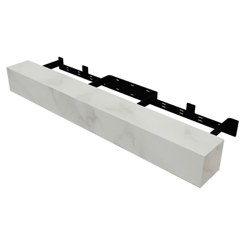 6" x 60" Floating Mantel Kit, White Marbled Finish