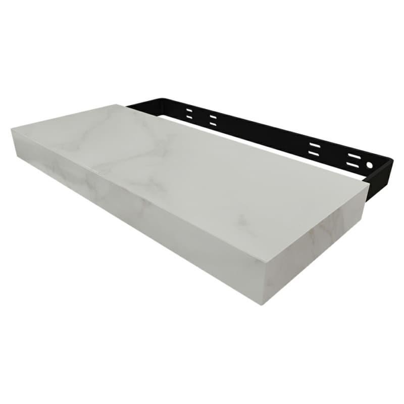 10" x 23" Porcelain Floating Shelve, White Marbled Finish